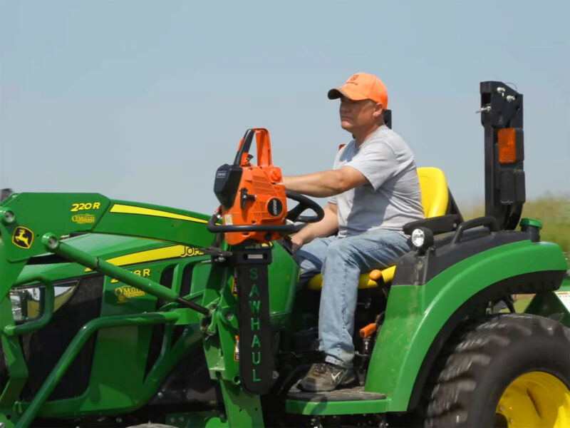 Carrying Chainsaw Securely on Tractor Loader